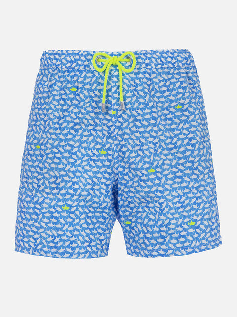 Comfort Light classic stretch swim shorts with sharks print - MC2 Saint Barth