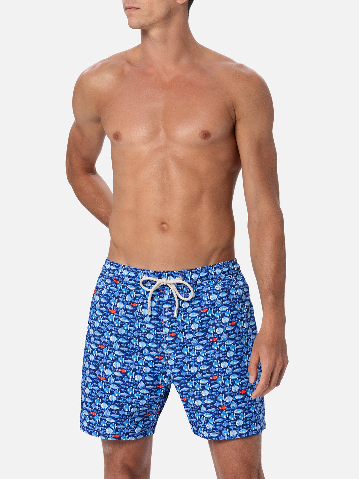 Comfort Light classic stretch swim shorts with fishes print - MC2 Saint Barth