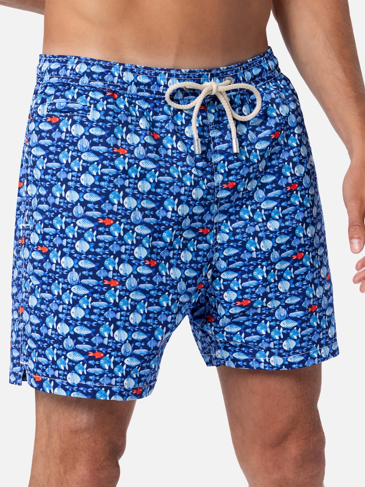 Comfort Light classic stretch swim shorts with fishes print - MC2 Saint Barth