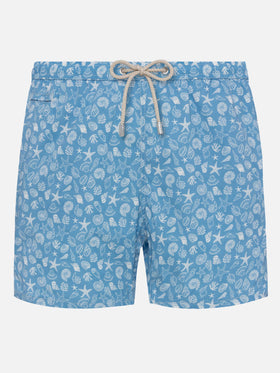 Comfort Light swim shorts with tropical shell print - MC2 Saint Barth