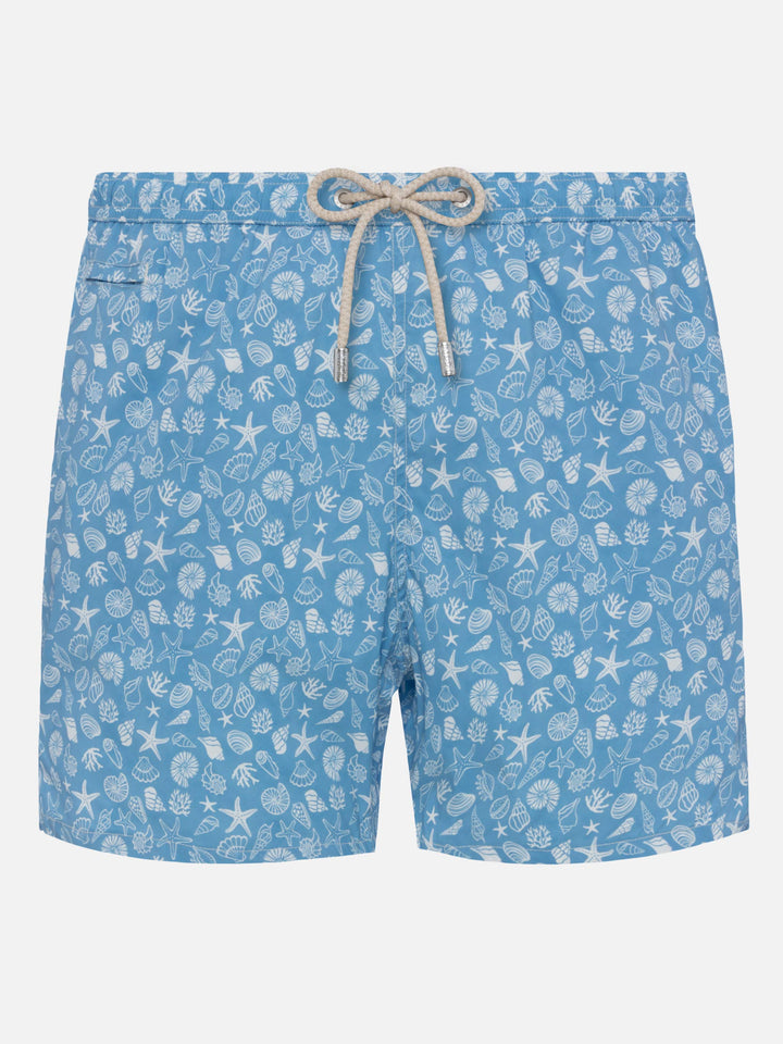Comfort Light swim shorts with tropical shell print - MC2 Saint Barth