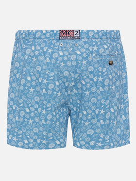 Comfort Light swim shorts with tropical shell print - MC2 Saint Barth