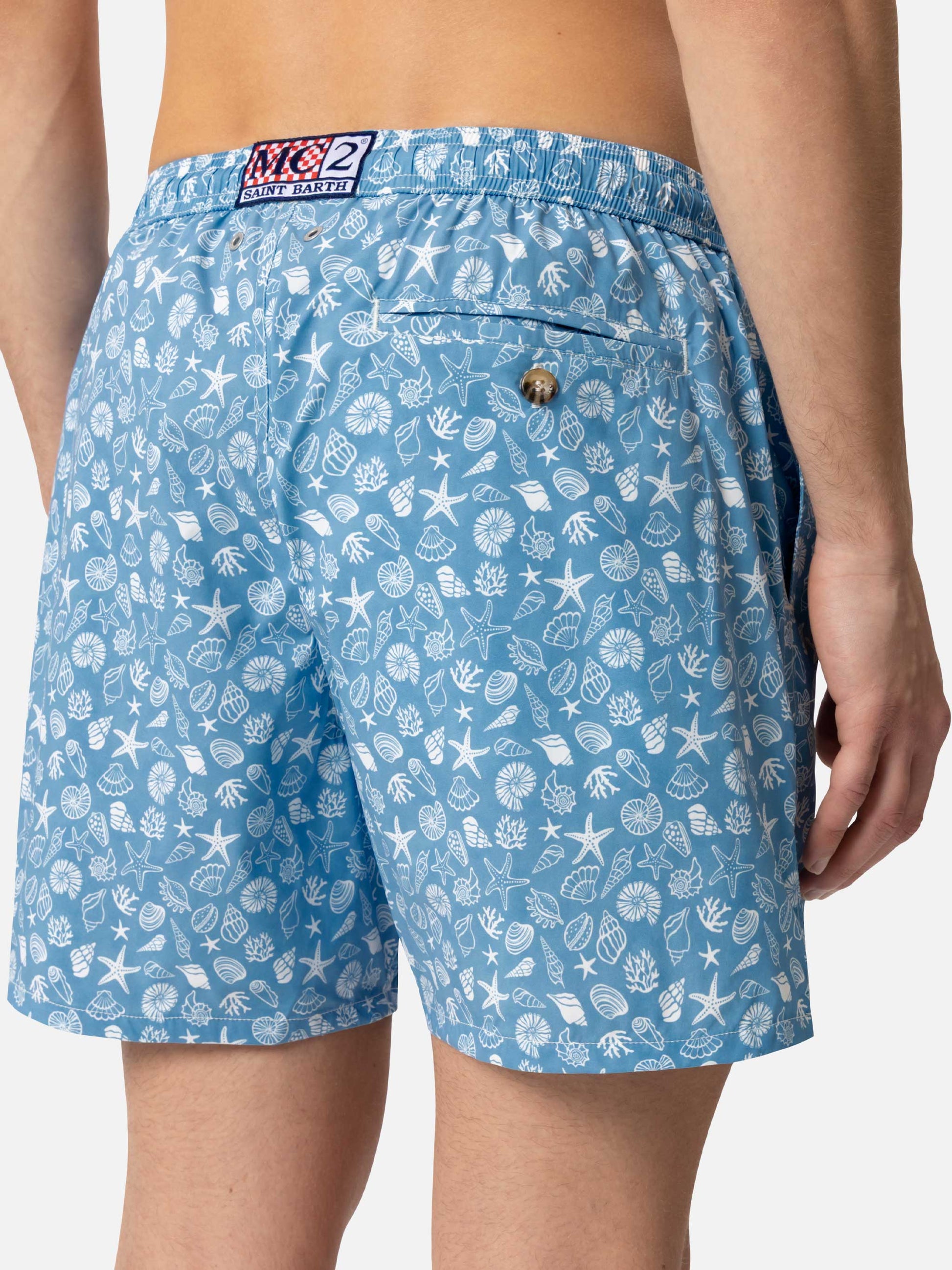 Comfort Light swim shorts with tropical shell print - MC2 Saint Barth