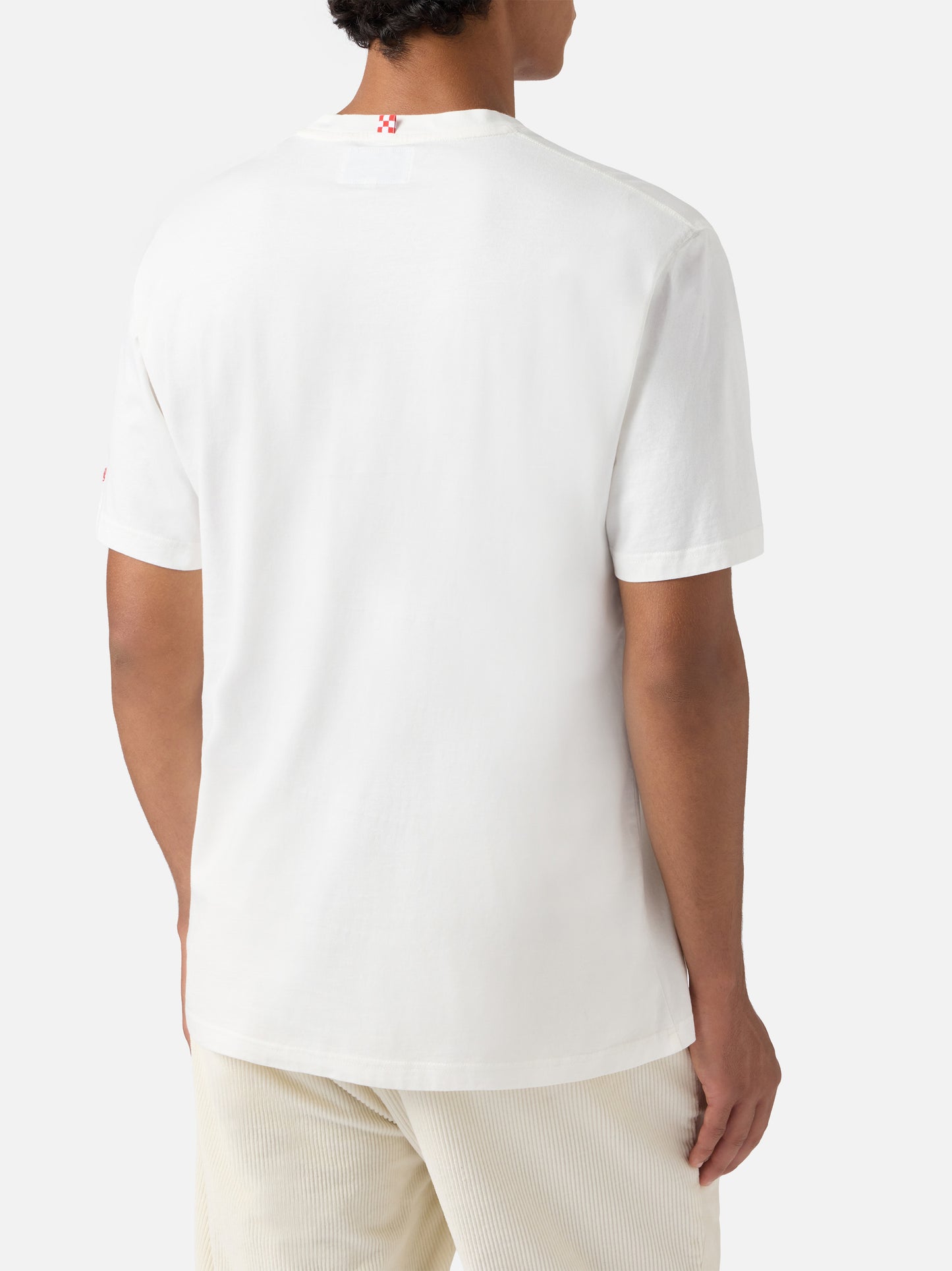 Connor cotton T-shirt in white with Golden hour pocket embroidery