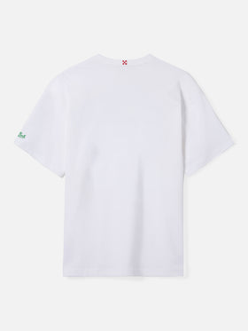 T-shirt Connor in cotone bianco con ricamo sul taschino Va tutto al contrario
