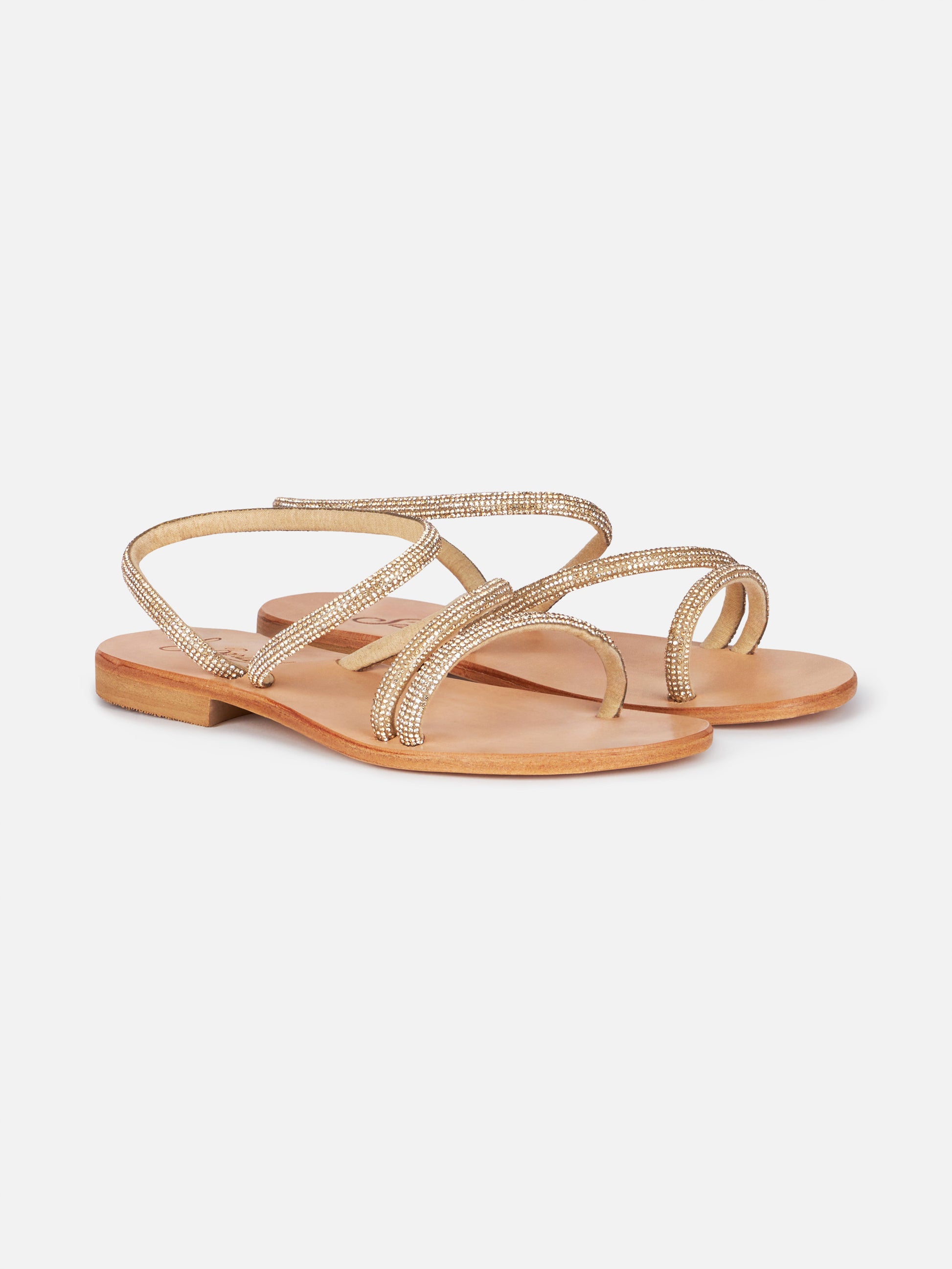 Flat sandals Cora with gold rhinestones - MC2 Saint Barth
