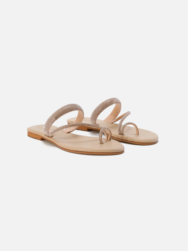 Cora Ring Sandal with champagne rhinestones