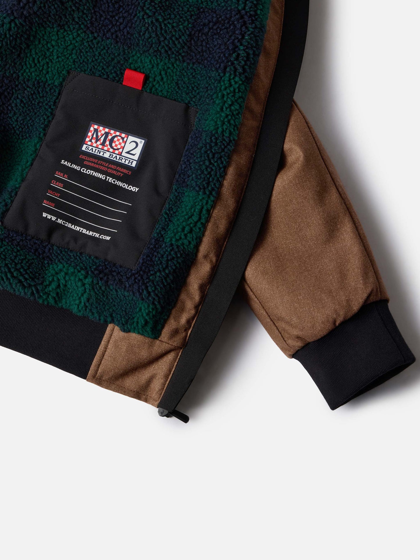 Giubbotto bomber Country in lana marrone con fodera in teddy