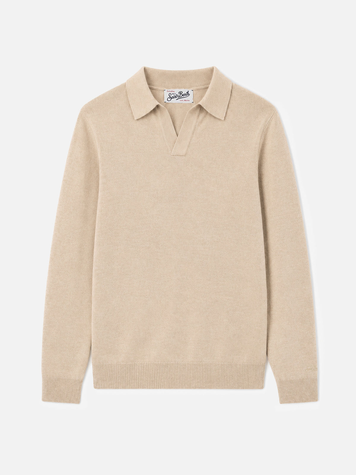Beiges Polohemd Covent aus 100% MERINO WOOL 