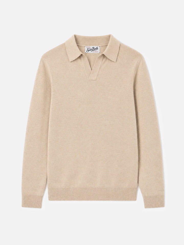 Polo beige Covent en 100% MERINO WOOL 