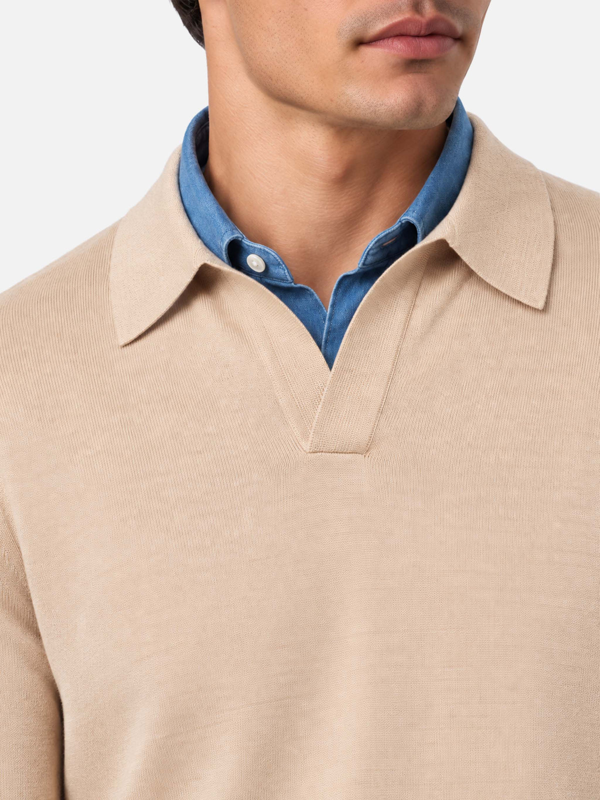 Beiges Polohemd Covent aus 100% MERINO WOOL 