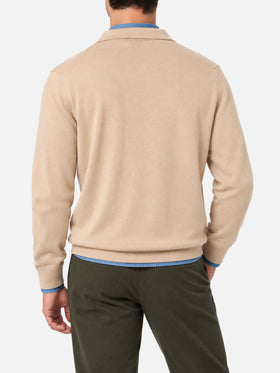 Beiges Polohemd Covent aus 100% MERINO WOOL 