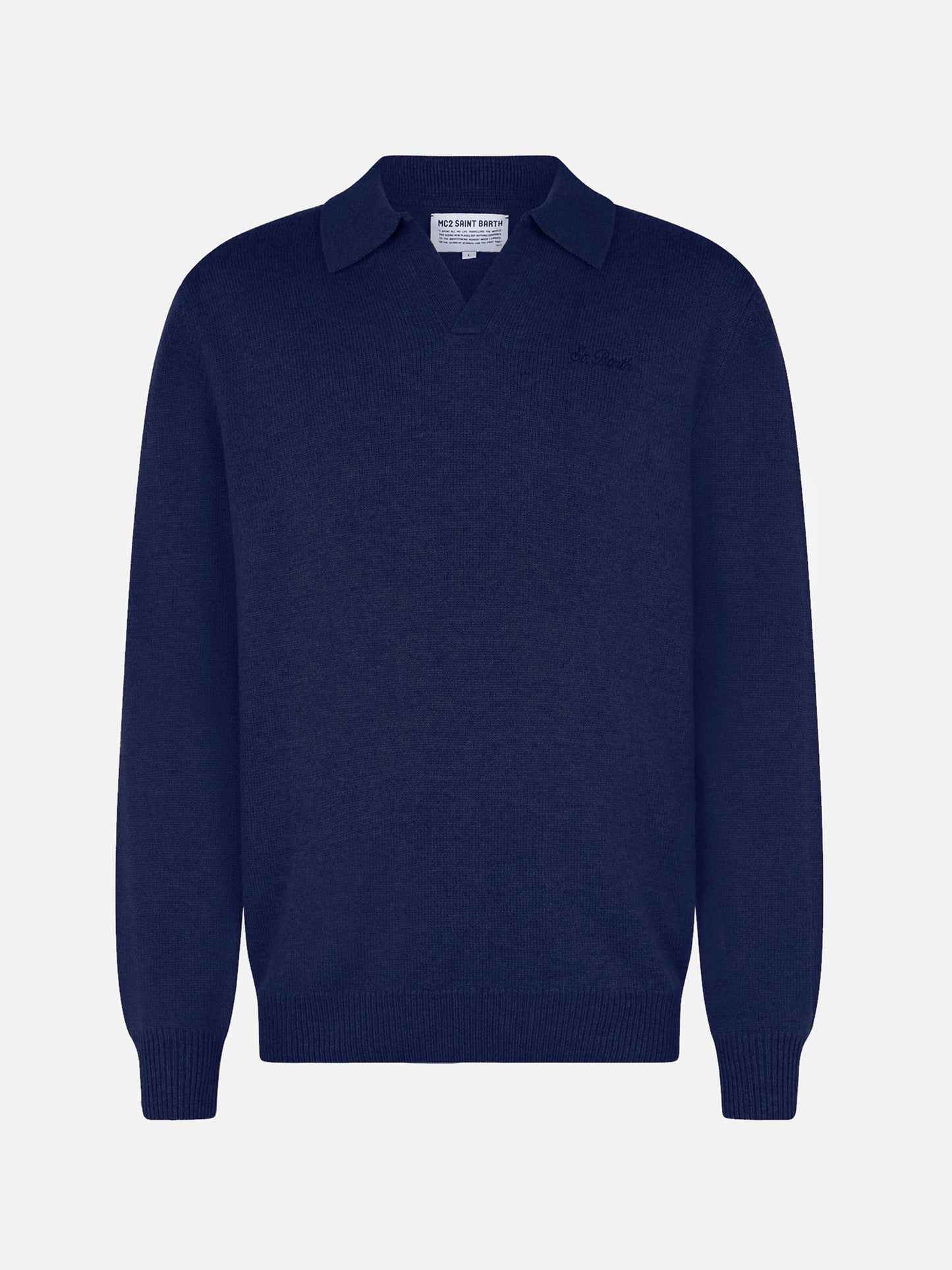 Polo in maglia di cashmere Covent blu notte