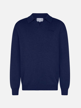 Polo in maglia di cashmere Covent blu notte