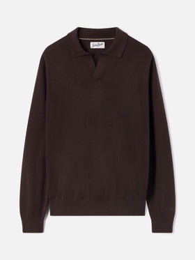 Polo Covent marrone in misto lana merino e cashmere