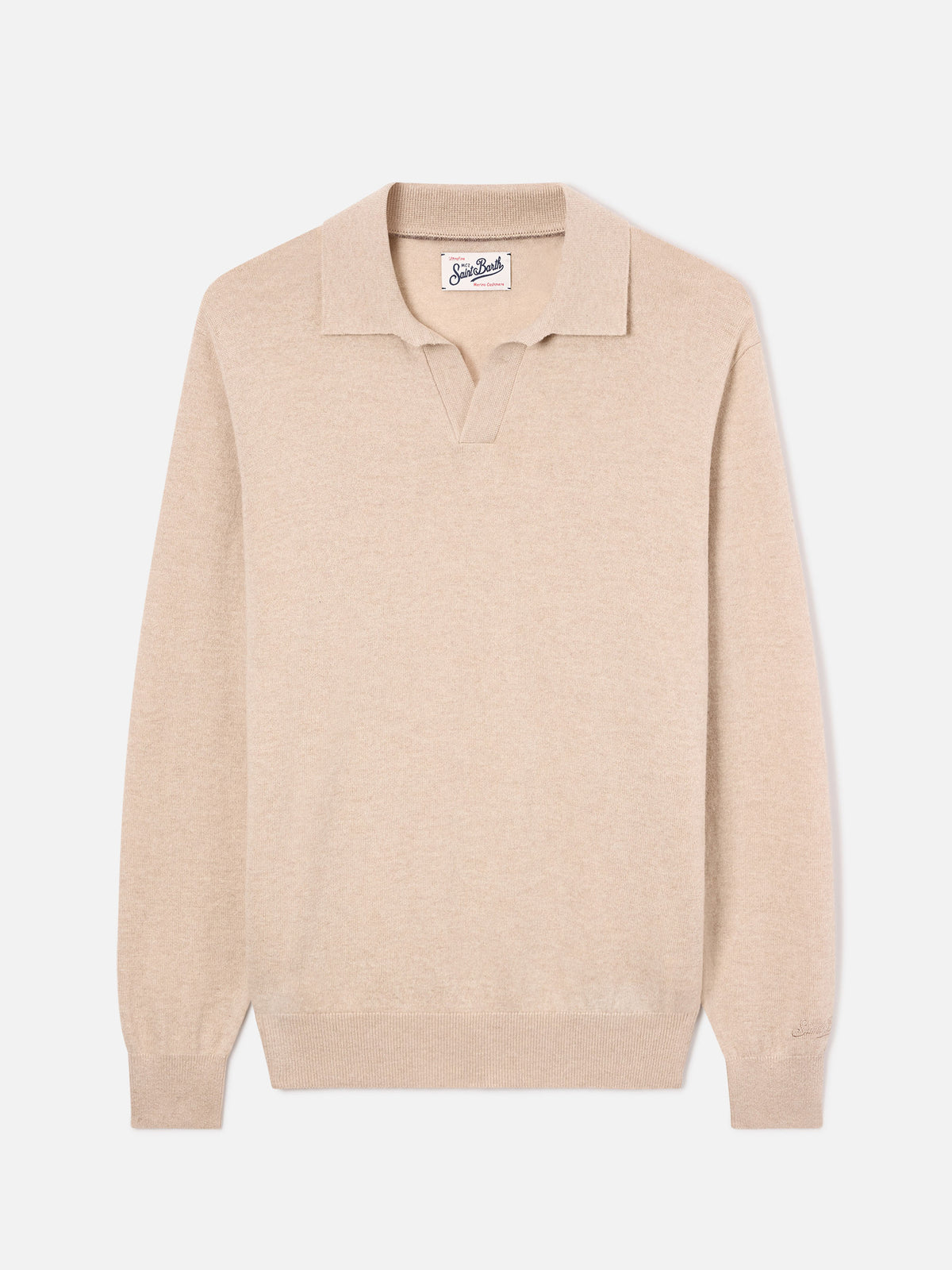 Polo en mélange de laine mérinos et cachemire beige Covent 