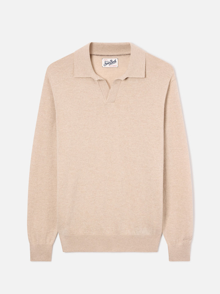 Polo beige de mezcla de lana merino y cachemira Covent 