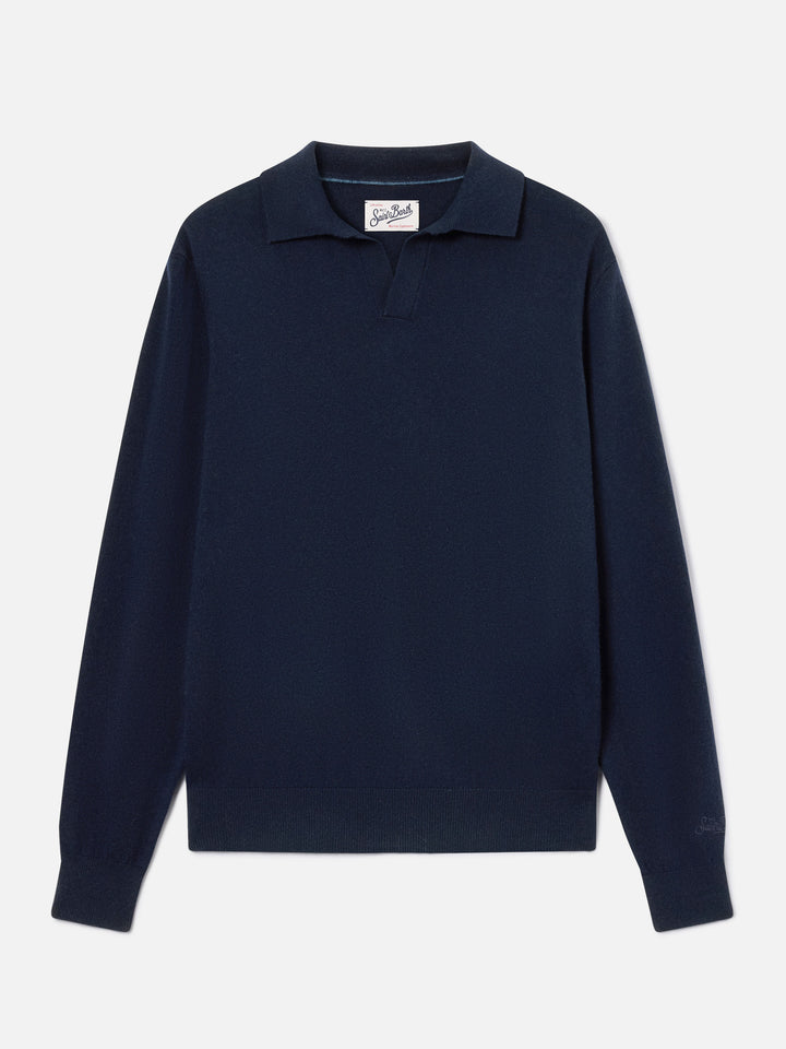 Polo de mezcla de lana merino y cachemira Navy blue Covent 