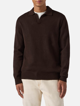 Polo in maglia Covent in lana marrone