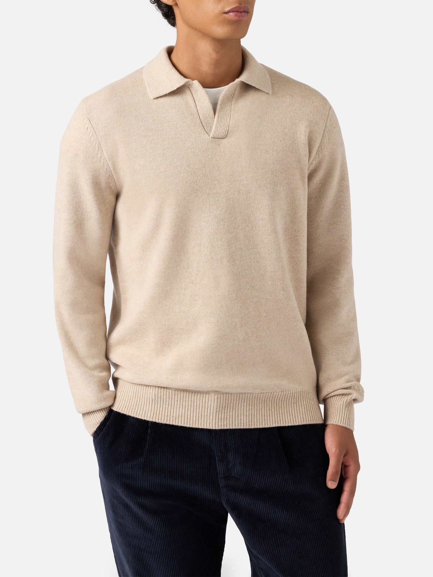 Beige pure-wool knit polo Covent