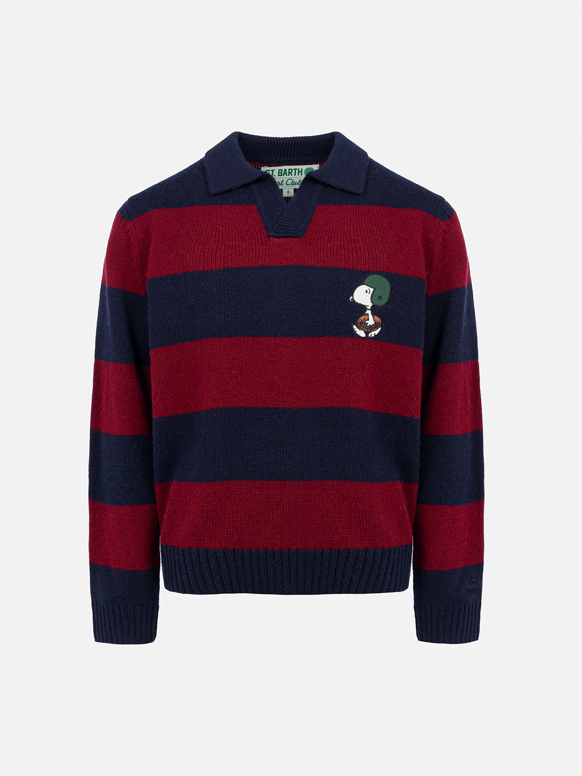 Boy blue and red striped polo shirt Covent with Snoopy print | SNOOPY PEANUTS SPECIAL EDITION - MC2 Saint Barth