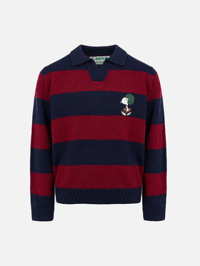 Polo da bambino a righe blu e rosse Covent con stampa Snoopy | EDIZIONE SPECIALE SNOOPY PEANUTS