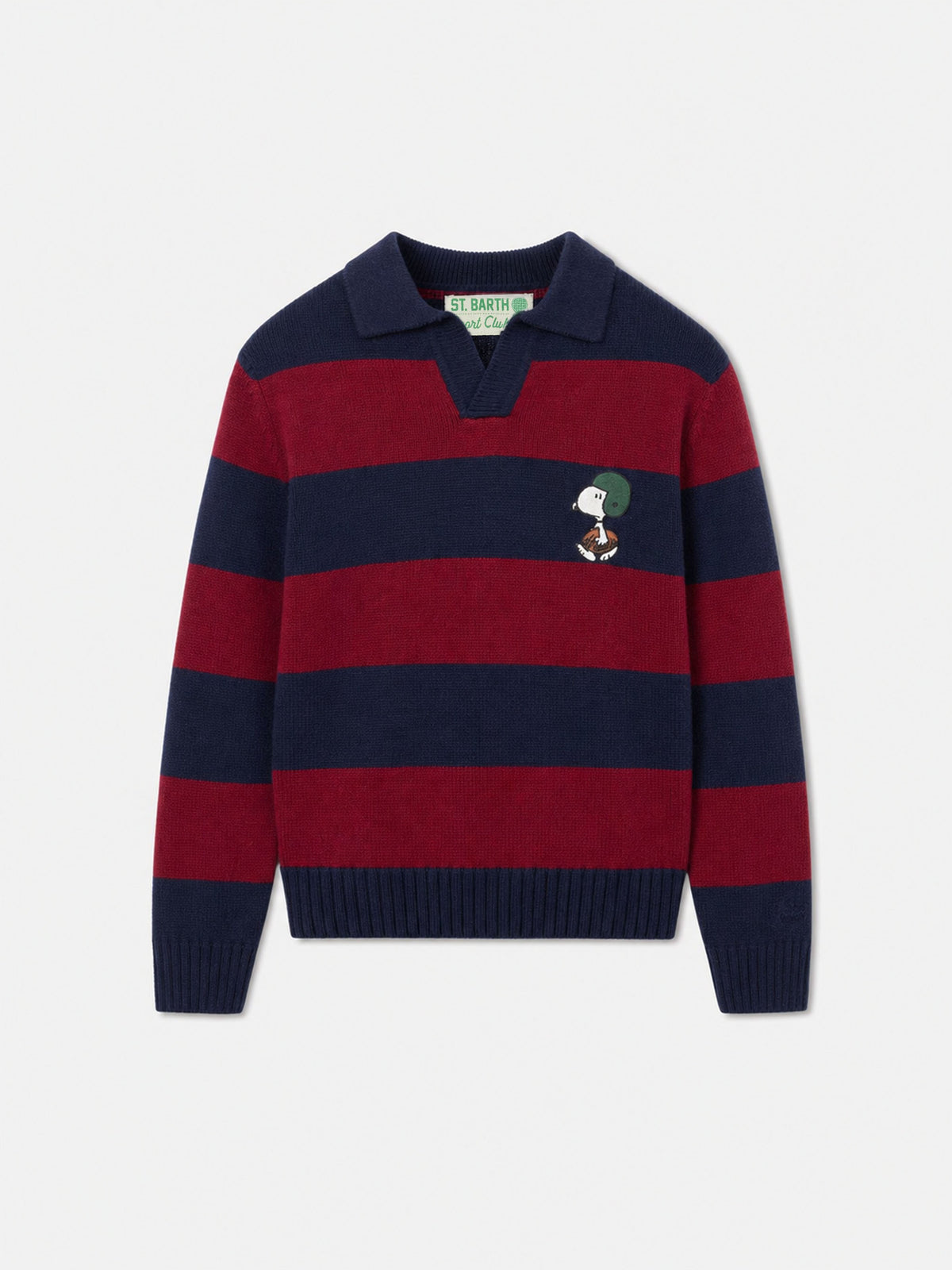 Polo in maglia Covent Jr a righe blu e rosse con Snoopy | Special Edition