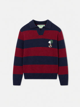Polo in maglia Covent Jr a righe blu e rosse con Snoopy | Special Edition