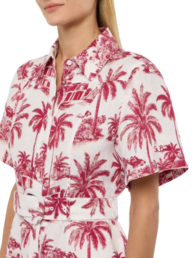 Carola linen playsuit with toile de jouy print | AI CO-CREATED DESIGN BY RICKDICK - POWERED BY RED-EYE - MC2 Saint Barth