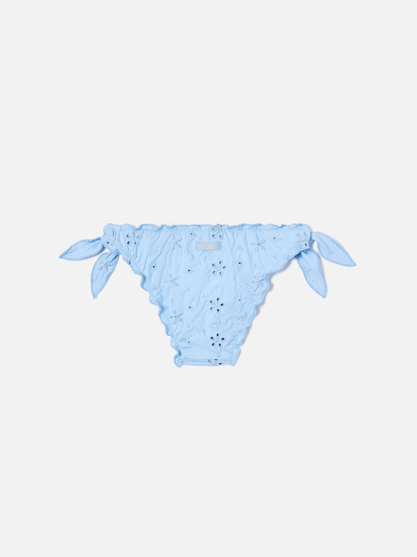 Cric light blue sangallo swim briefs with floral embroidery