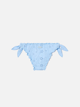 Cric light blue sangallo swim briefs with floral embroidery