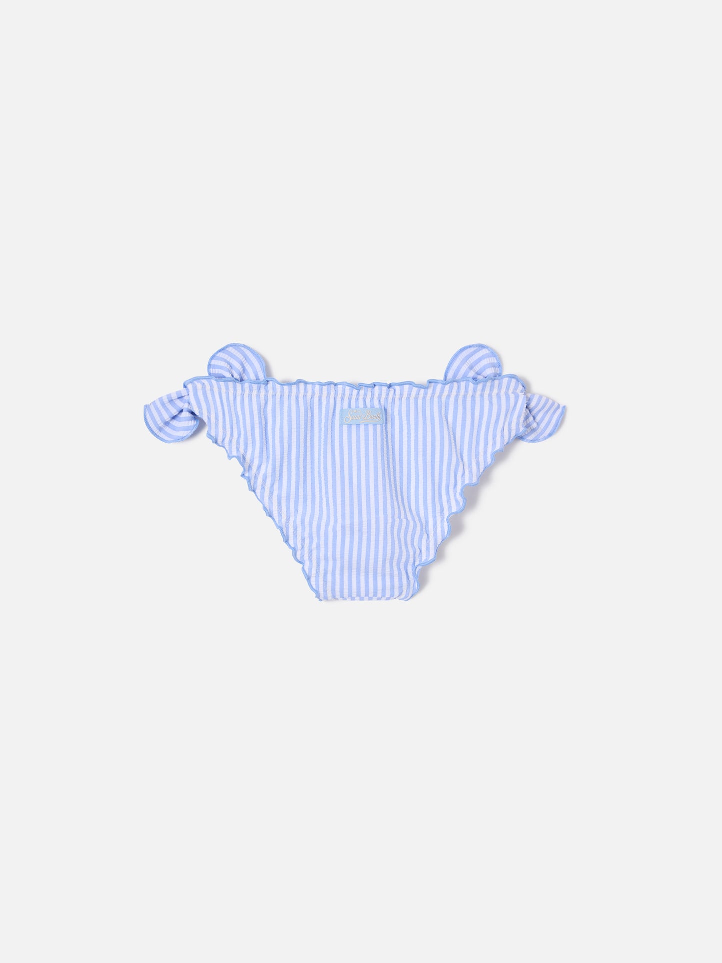 Slip de bain Cric en seersucker rayé bleu clair 