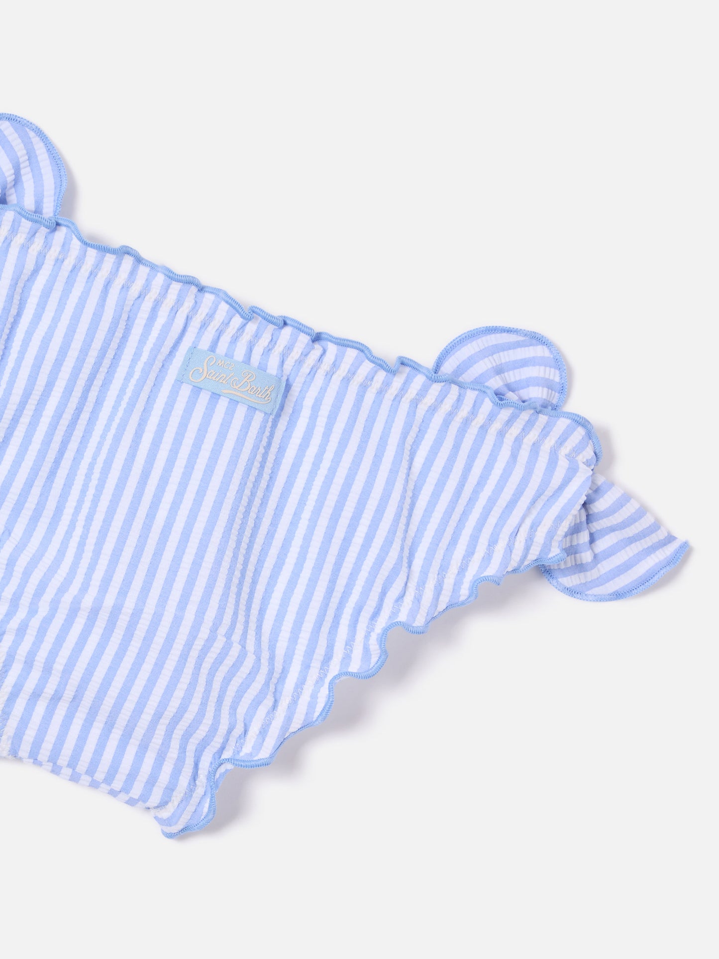 Slip de bain Cric en seersucker rayé bleu clair 