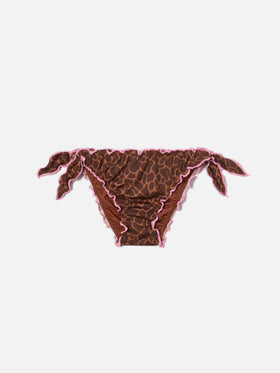 Cric brown animal print swim briefs with contrasting edges