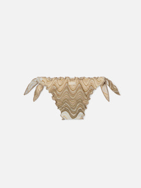 Cric gold tone raschel swim briefs with wave motif