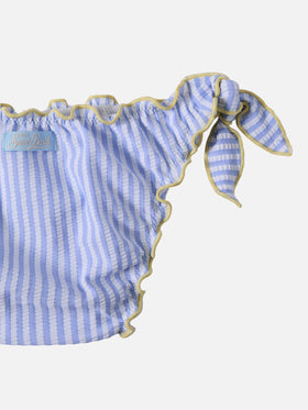 Cris seersucker triangle bikini with striped print