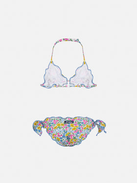 Cris classic triangle bikini with Poppy and Daisy print | MADE WITH LIBERTY FABRIC - MC2 Saint Barth
