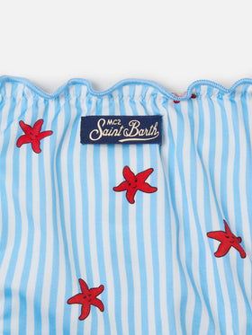Cris classic triangle bikini with starfish and striped print