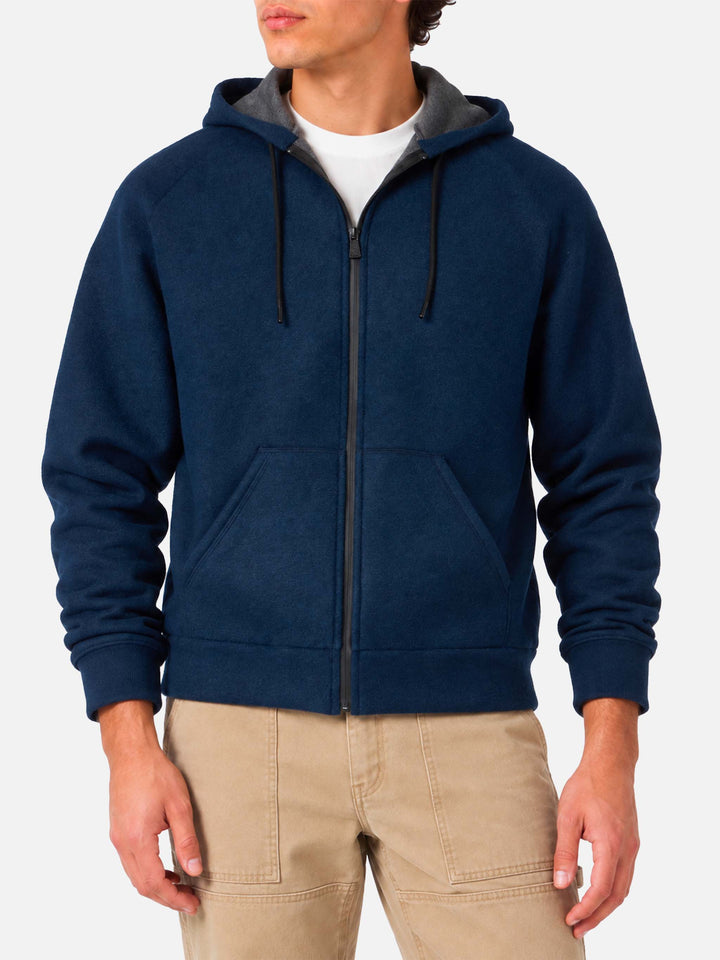 Sweat-shirt Carrel en tissu technique bleu marine uni 
