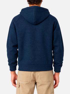 Sweatshirt aus technischem Carrel-Gewebe in einfarbigem Navyblau 