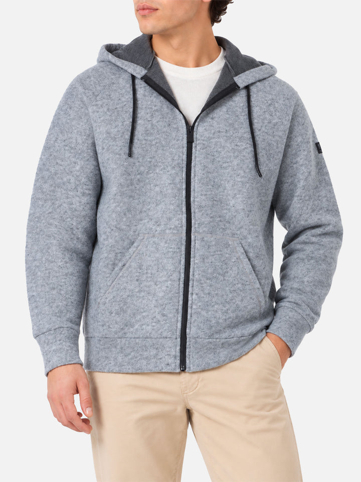 Carrel technical fabric sweatshirt in grey melange solid color