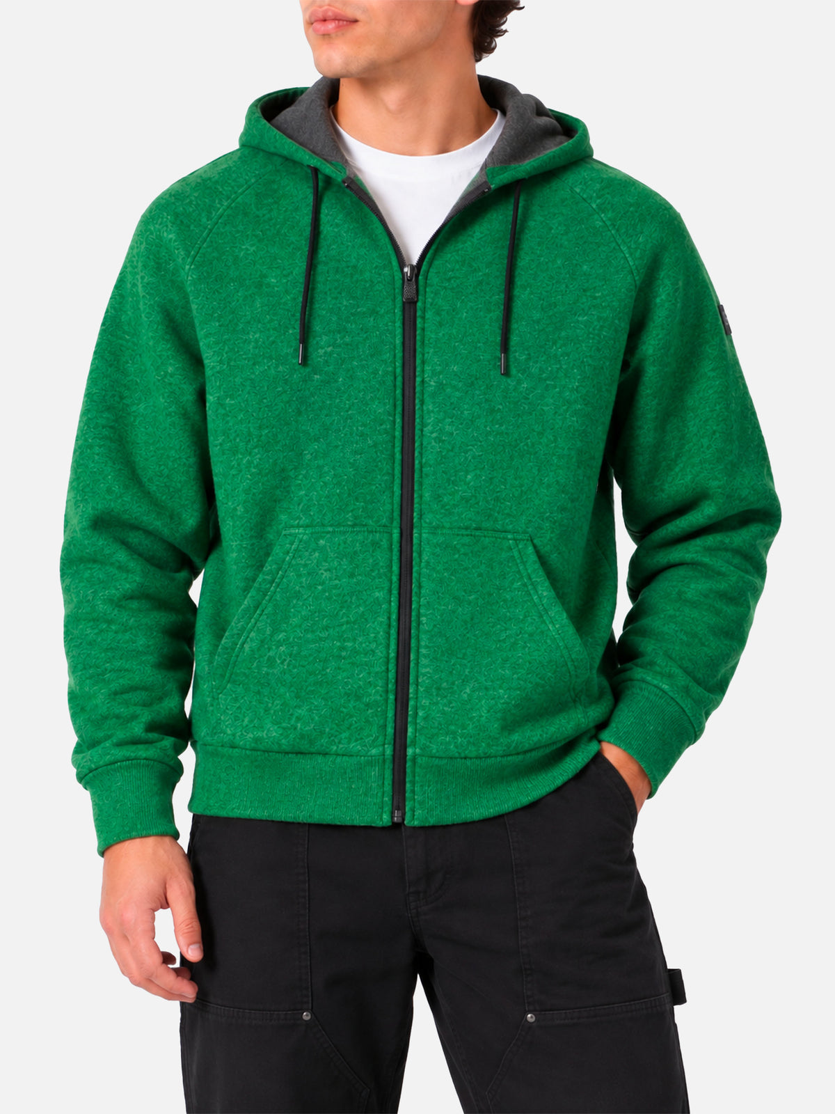 Carrel technical fabric sweatshirt in green solid color