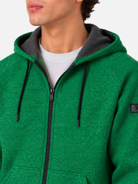 Carrel technical fabric sweatshirt in green solid color