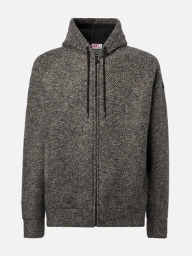Giacca Carrell Wool spigata con zip e cappuccio