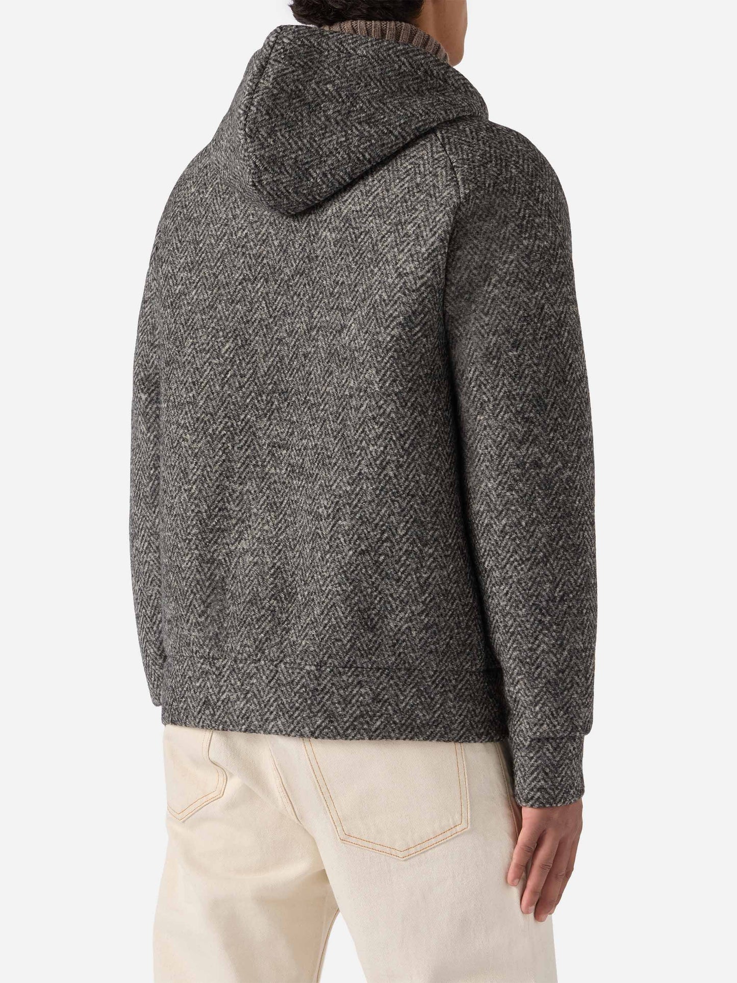 Giacca Carrell Wool spigata con zip e cappuccio
