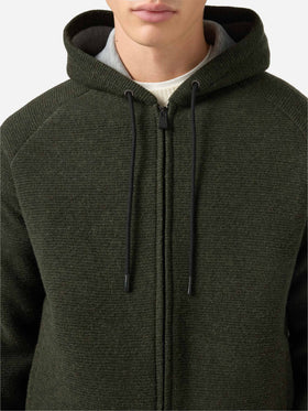 Carrell knit jacket with zip and hood in military green