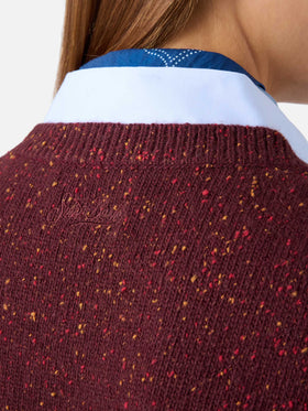 Aubergine Carette Donegal knit wool blend vest