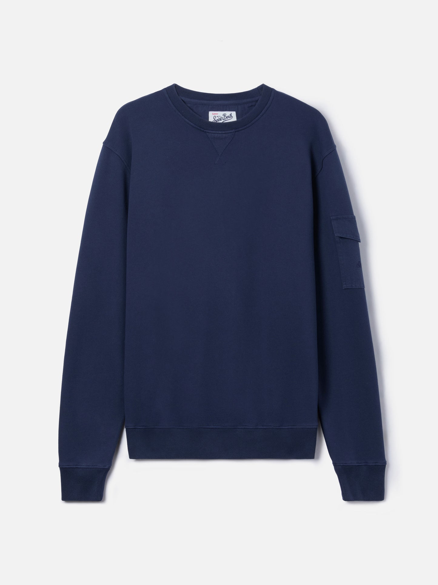 Chester navy blue fleece sweatshirt with sleeve pocket