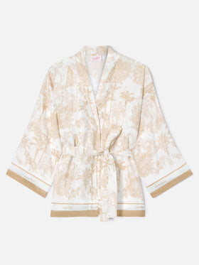 Kimono corto Carly in seta con stampa toile de Jouy