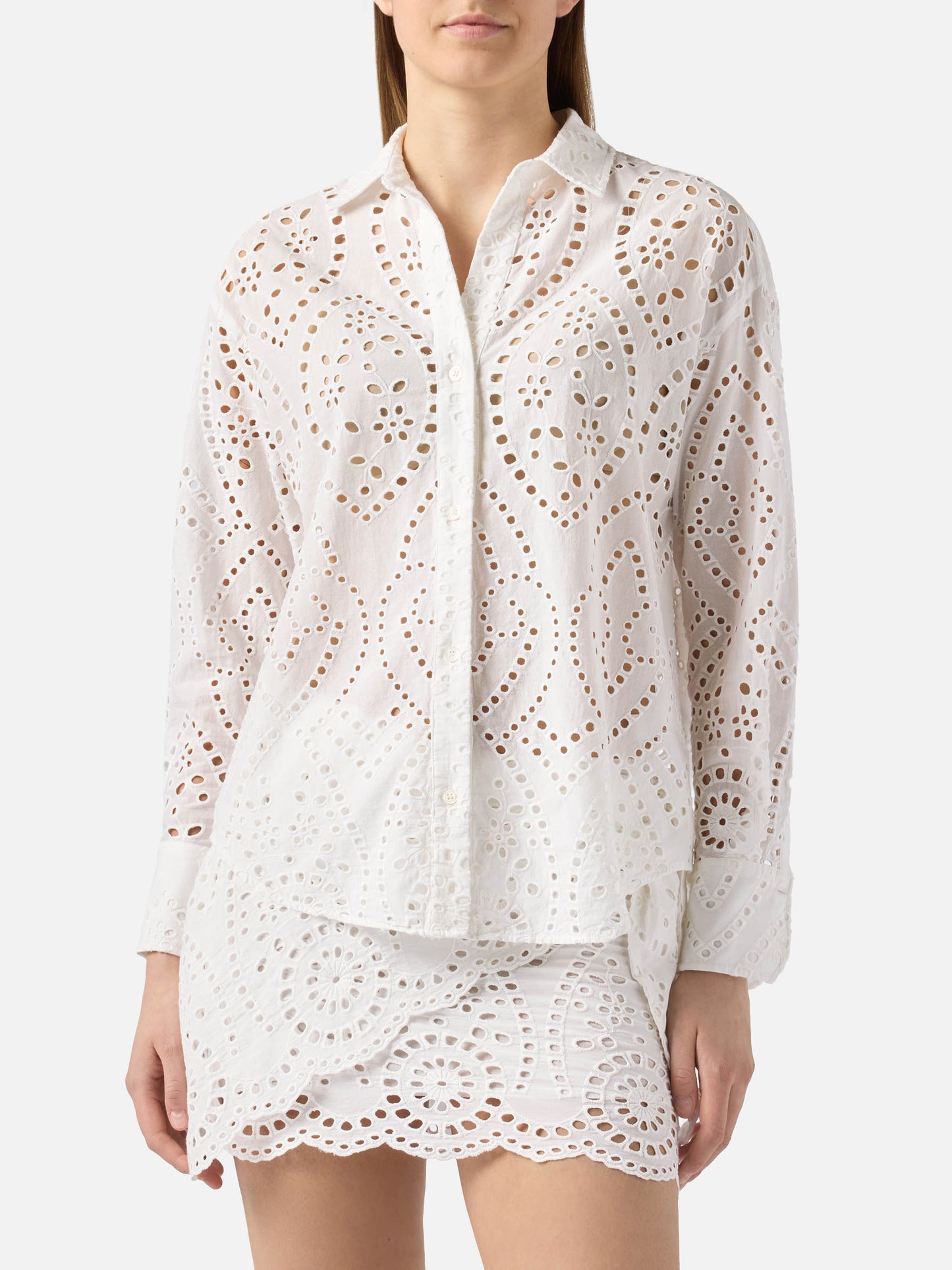 Chemise Cristal en coton blanc broderie anglaise 